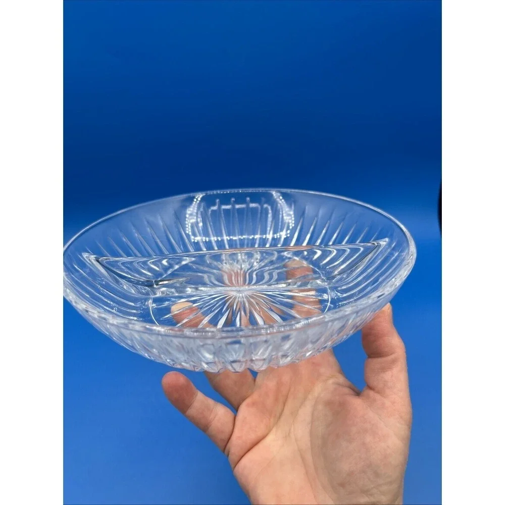 Princess House Royal Highlight Divided Relish Dish Clear Glass Starburst Serving